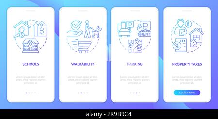 Residential area blue gradient onboarding mobile app screen Stock Vector