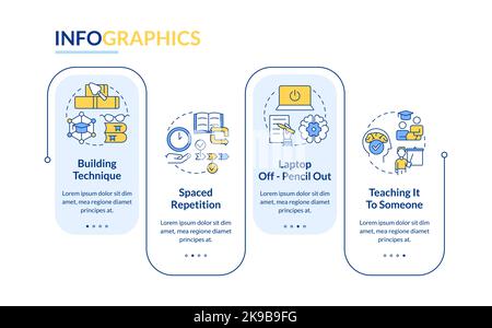 Verbal memorizing methods rectangle infographic template Stock Vector