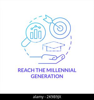 Reach millennial generation blue gradient concept icon Stock Vector