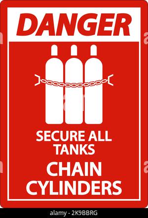 Danger Sign Secure All Tanks, Chain Cylinders Stock Vector Image & Art ...