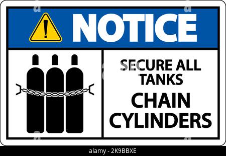 Notice Sign Secure All Tanks, Chain Cylinders Stock Vector Image & Art ...