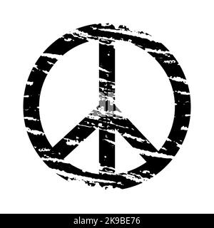 Grunge black peace symbol on a white background vector Stock Vector