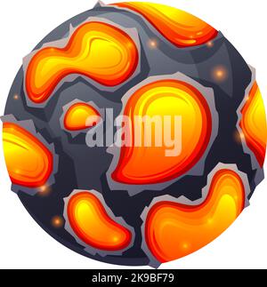 Hot magma planet cartoon icon. Fantastic space element Stock Vector