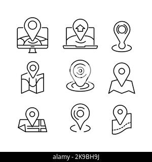 Icon set of location. Editable vector pictograms isolated on a white background. Trendy outline symbols for mobile apps and website design. Premium pa Stock Vector