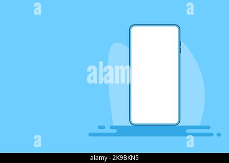 Smartphone mockup white screen. Mobile phone vector ssolated on blue background Stock Vector