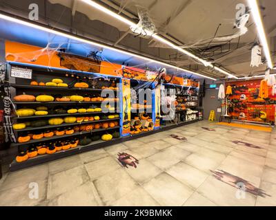 Halloween items on shelf for sales inside a supermarket in Singapore. Stock Photo