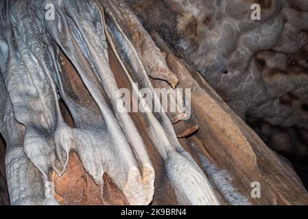 Close up view of stalactite in Inkaya cave. Izmir, Turkey Stock Photo
