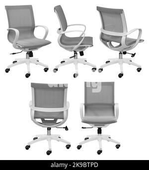 Gray office chair. Isolated from the background. View from different sides Stock Photo