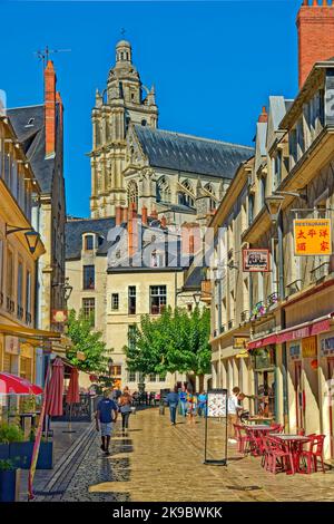 Town centre and Cathedral at Blois, capital of the Loir-et-Cher department, in Centre-Val de Loire, France. Stock Photo