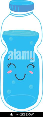 Funny face water bottle scroll mascot design Vector Image