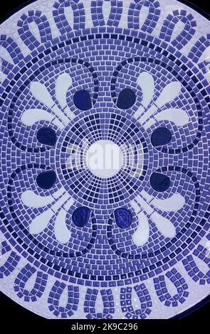 Geometric Pattern of White and Blue Mosaic for Abstract Background Stock Photo