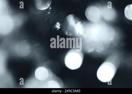 Blurred lights, gray, deep blue background. Abstract bokeh with soft light Stock Photo