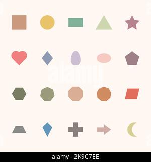Geometric shapes vector icon for kids education in flat color illustration Stock Vector