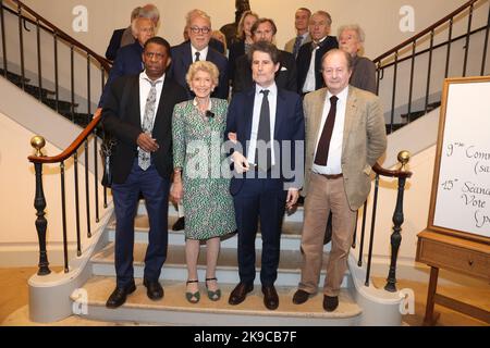 Author Giuliano da Empoli and the Permanent Secretary to The Academie Francaise Helene Carrere d'Encausse and French authors and members of the Academy at the Commission of Grand Prix du Roman of Academie Francaise on October 27, 2022 in Paris, France. Photo by Jerome Domine/ABACAPRESS.COM Credit: Abaca Press/Alamy Live News Stock Photo