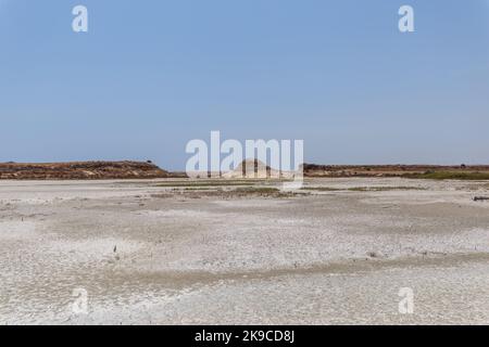 Desert on the site of a dried-up lake Stock Photo