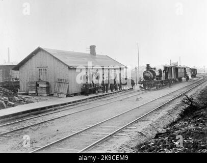 Varberg - Ätrans Railway. Wbäj. with passenger trains. Stock Photo