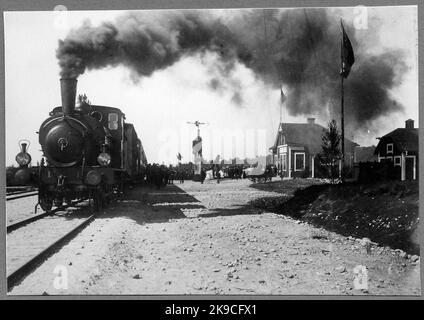 Varberg - Ätrans Railway, Wbäj Lok 1. Photo from the railway's inauguration. Stock Photo