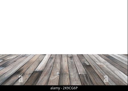 Old wooden plank texture on white background Stock Photo