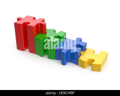 Colorful Puzzle Chart , This is a 3d rendered computer generated image. Isolated on white. Stock Photo