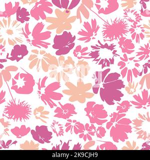 Vintage floral background. Seamless pattern pink flowers. Vector illustration Stock Vector