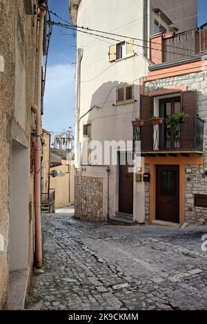 street and old houses of Prizzi in Western Sicily, Italy Stock Photo