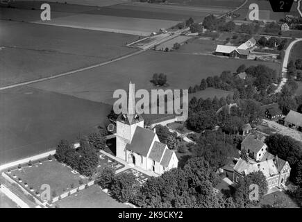 Aerial photo over the church and the station station was built in 1878 and is associated with post station. Two -storey wooden building. Opened 1/11 1878 Stock Photo