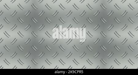 Aluminum diamondplate industry realistic grey seamless pattern Stock Vector