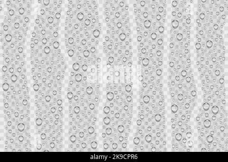 Realistic water drop pattern on transparent background Stock Vector