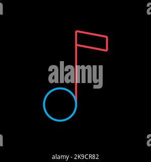 Music note flat vector on black background icon. Graph symbol for music and sound web site and apps design, logo, app, UI Stock Vector
