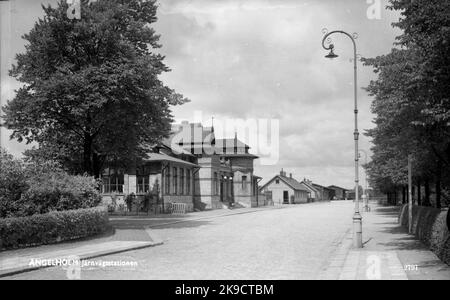 Angelholm Central Station from the street side. Stock Photo