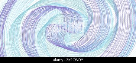 Technology swirl pattern. Purple, light blue, green squiggle lines. Vector thin curves. Industrial background. Abstract design for banner. EPS10 Stock Vector