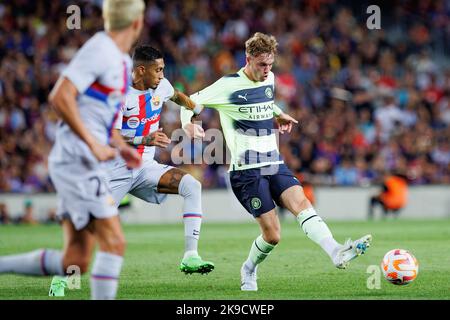 BARCELONA - AUG 24: Cole Palmer in action during the friendly match between FC Barcelona and Manchester City at the Spotify Camp Nou Stadium on August Stock Photo