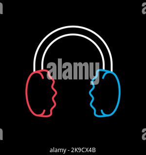 Winter headphones earmuffs vector isolated on black background icon. Winter sign. Graph symbol for travel and tourism web site and apps design, logo, Stock Vector
