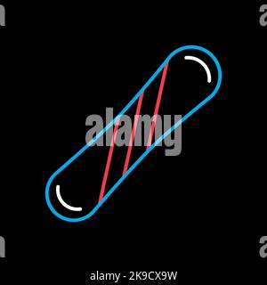 Snowboard vector isolated on black background icon. Winter sign. Graph symbol for travel and tourism web site and apps design, logo, app, UI Stock Vector