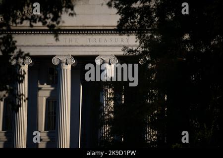 Washington, USA. 27th Oct, 2022. A general view of the U.S. Treasury Department, in Washington, DC, on Thursday, October 27, 2022. (Graeme Sloan/Sipa USA) Credit: Sipa USA/Alamy Live News Stock Photo