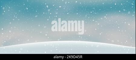Christmas wide background winter hill snowfall Stock Vector