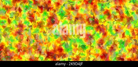 Vibrant fallen leaves wide seamless pattern, close up view pattern, high resolution, natural autumn colors Stock Photo