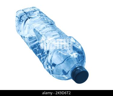 plastic figured bottle 1L of pure water, lying on white Stock Photo