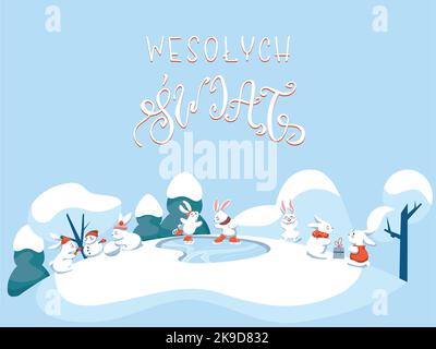 Winter Seasonal Card with Polish Hand Lettering Stock Vector