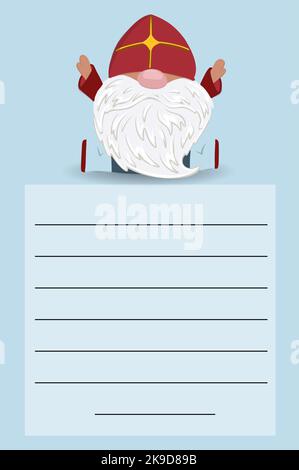 Template letter to Saint Nicholas. Sinterklaas Eve is a holy old man. St Nicholas Day holiday. Stock Vector