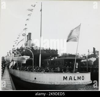 Danish refugees on the train ferry 'Malmö'. Stock Photo