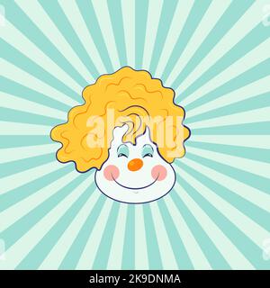 Funny Cartoon Clown on Pop Art background Stock Vector