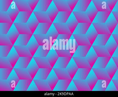 Holographic iridescent vector seamless pattern of cubes, optical illusion Stock Vector