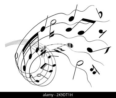 Music notes musical elements vector illustration on white background. Stock Vector