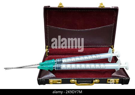 A medical syringe used for injecting medicine Stock Photo