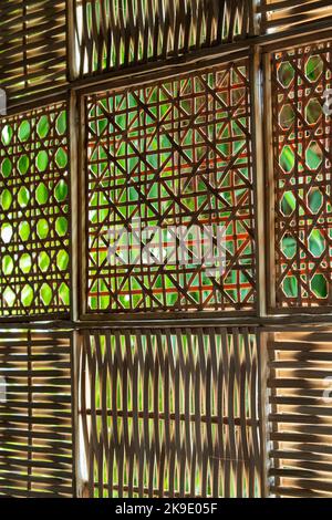 Indonesia, Bali. Woven ratan wall. Stock Photo