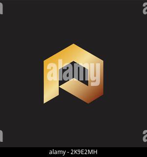 letter p golden geometric home logo vector Stock Vector