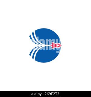 letter d swoosh rocket simple colorful logo vector Stock Vector