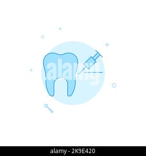 Tooth anesthesia icon. Flat illustration. Filled line style. Blue monochrome design. Stock Photo