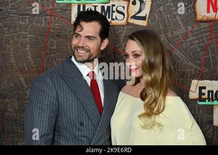 Henry Cavill, left, and Natalie Viscuso arrive at the U.S.premiere